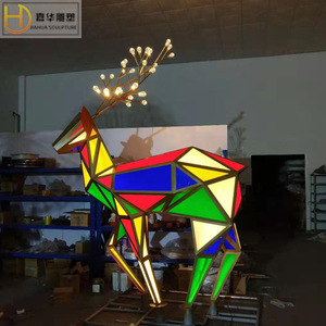 Jiahua Illuminated Faceted <b>Deer</b> Stainless Steel Outdoor Geometric Animal Sculpture Christmas Decoration - Product Image 4