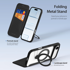 Funda para teléfono con ranura para tarjetas, compatible con iPhone 17 Air, funda con tapa abatible magnética transparente, todo incluido - Product Image 1