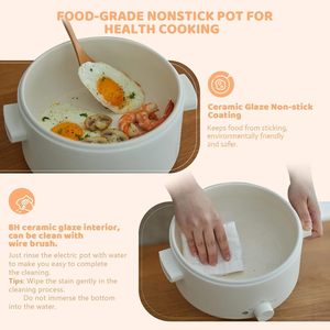 Olayks Electric Hot Pot Portable ABS Body Mechanical Control 700W Multi-functional <strong>Romen</strong> Cooker Steak Pasta Ramen Quick Heating - Product Image 3