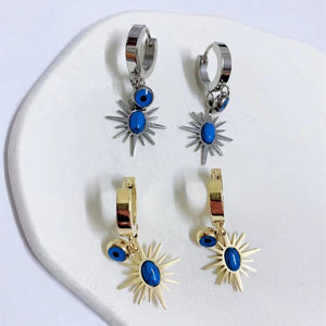 Pendientes irregulares de acero inoxidable a la moda, pendientes de aro de ZIRCON geométricos, joyería para mujer - Product Image 6