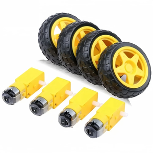 มอเตอร์ TT DC 3-6V พร้อมเกียร์บ็อกซ์ แกนคู่ อัตราทด 1:48 200RPM พร้อมชุดล้อและยาง สำหรับประกอบรถหุ่นยนต์ DIY - Product Image 1
