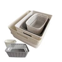 Paniers de rangement en plastique fabriqués à partir de paille de blé, utilisables pour les besoins quotidiens.