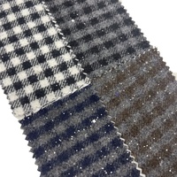 Fournisseur de tissus en gros, tissu jacquard à carreaux brillant, laine/polyester, noir, gris, pour vêtements, 4965