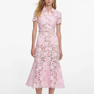 Nuovo Abito Estivo da <span class=keywords><strong>Donna</strong></span> con Vita Stretta, Stile Coda di Pesce, <span class=keywords><strong>Elegante</strong></span>, con Colletto a Risvolto, Maniche Corte, in Pizzo e Bretelle Interne - Product Image 4