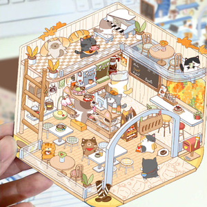 Pegatinas Decorativas Transparentes 3D <span class=keywords><strong>para</strong></span> Escenas de Casa, Calcomanías de Dibujos Animados de Mascotas y Muebles con Recortes en Relieve, Adorno Diario <span class=keywords><strong>para</strong></span> Cuadernos - Product Image 5