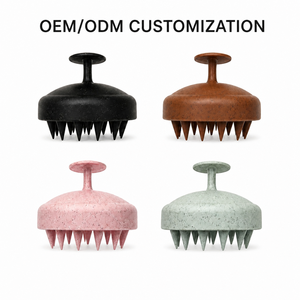 Brosse de massage du cuir chevelu personnalisée OEM ODM, marque privée, écologique, en paille de blé et silicone, pour un nettoyage en profondeur du cuir chevelu - Product Image 1