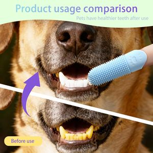360 Degree Dog Cats Finger Toothbrush Food-Grade Silicone Cleaning Brush Soft Dental Care Pet Fingers Teeth Cleaning <b>Tool</b> - Product Image 3