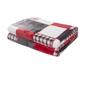 Flannel Fleece Blanket 100% Polyester Super Soft Micro Fleece Plaid Patchwork Plush Lightweight Blanket For All Seasons