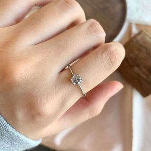 Dylam Rhodium Plated 925 Sterling <b>Silver</b> Round Cut <b>Solitaire</b> <b>Ring</b> Made with Infinite Elements 0.5ct 5A Cubic CZ Zirconia - Product Image 4