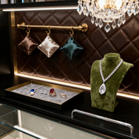 Plateau de présentation de bijoux en résine en cuir PU rembourré de luxe pour bagues, colliers et pendentifs - Support de protection de comptoir de marque