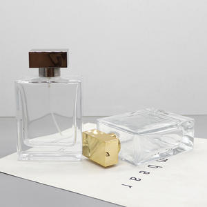 Flacon pulvérisateur transparent à fond épais de 100 ml, faible MOQ, flacon de parfum carré en verre, clip-on, cosmétique vide, caractéristique blanc cristal - Product Image 1