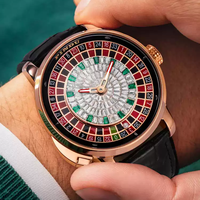 Montres mécaniques personnalisées avec logo de marque OEM, bouton poussoir, jeu de roulette russe, cadran en diamant pour hommes