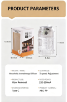 Diffuseur d'aromathérapie intelligent pour voiture, pulvérisateur de parfum automatique, humidificateur de type brumeux, 0,5 L, lumière nocturne à sept couleurs, faible bruit