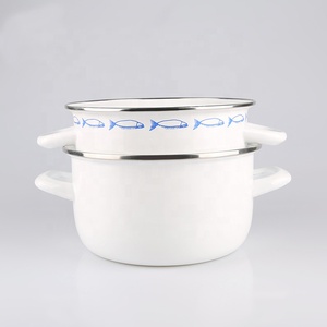 Olla Profesional para Mejillones de <span class=keywords><strong>Hierro</strong></span> Fundido Esmaltado con Dos Asas y Tapa de Acero Inoxidable, Tamaños 18/20/26 cm, Apta para Horno, Negra, Marca OEM - Product Image 1