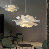 Lustre en fer moderne de Style nordique Design en cristal Simple avec pétale de cône de pin décor à la maison intérieur pour hôtel longue forme de décor d'art