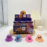 Jouet Squishy Fantôme d'Halloween Luminescent, à Remontée Lente, en Maltose Souple, Anti-Stress, Jouet Sensoriel, Boîte Mystère, Vente en Gros