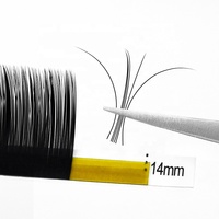 Fait à la main, vente chaude, noir mat coréen PBT pur noir Volume cachemire cils Extension de cils