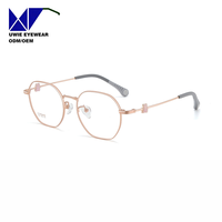 Monture optique hexagonale en titane sur mesure OEM, anti-lumière bleue, pour enfants et adolescents, taille 49-17-142, avec support de remboursement de 13 % de taxes