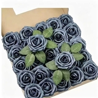 25 tiges de roses artificielles en mousse avec feuilles, style français moderne, aspect séché de luxe léger pour la décoration de mariages et de fêtes DIY