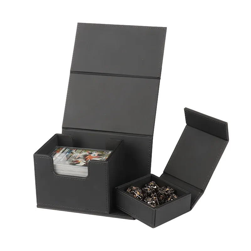 Dongguan Bowen produces a high-quality PU card game deck box with dice tray for Yu-Gi-Oh TCG players