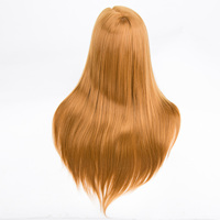 Tête de Mannequin d'Entraînement Synthétique Féminine pour Coiffure, Mannequin de Table avec Cheveux Blonds Raides pour Salon