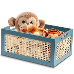 Sang Trọng Tinh Tế Công Suất Lớn Gỗ Thông Lưu Trữ Hộp, Khung Gỗ Mây Lưu Trữ Giỏ, Đồ Lặt Vặt Lưu Trữ Hộp Với Tay Cầm Tròn - Product Image 1