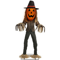 CZTSY Grande citrouille électrique d'Halloween, accessoire de décoration avec capteur de mouvement et corps rotatif, matériaux variés pour décoration intérieure de maison hantée