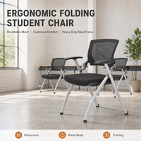 Chaise d'étude pliable pour étudiants avec dossier en maille respirante et siège rembourré, chaise de classe ergonomique empilable pour la maison et le bureau