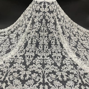 ดูไบผ้าไหมลายดอกไม้แบบสมมาตร + ปักมุก + ปักเลื่อมชุดแต่งงานปักเลื่อมผ้าลูกไม้ประดับมุก - Product Image 1