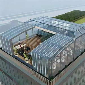 Solárium Moderno Retráctil Plegable de Aluminio y Vidrio con Recubrimiento en Polvo, Estética Minimalista para Extensión de Oficina en Casa Contemporánea - Product Image 1