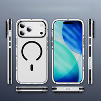 CHAOYIDIAN Coque de téléphone magnétique en métal effet peau avec support d'objectif pour iPhone 17 Air 16 15 14 Plus 13 12 11 Pro Max, protection antichoc