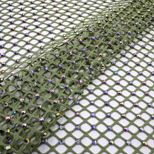 Tessuto a Rete Elasticizzato Personalizzabile con Strass Cristallo Iridescente AB, Vendita al Metro - Product Image 3