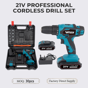 OEM/ODM Perceuse à percussion sans fil 21V, prix usine, application industrielle, vitesse variable, ensemble de 2 batteries, mandrin 10mm, usage domestique DIY - Product Image 1