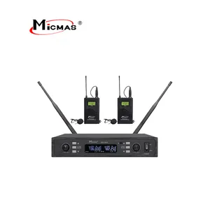 UHF Long Range Distância Verdadeira Diversidade FM Lavalier Microfone Sem Fio