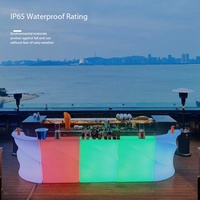 Comptoir de réception lumineux en plastique PE LED Wave Bar, étanche, pour hôtel, club, café