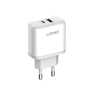 LDNIO-cargador de pared A2526C de 45W, dispositivo de carga inteligente con USB, PD QC, enchufe europeo, británico y estadounidense, venta al por mayor