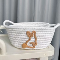 Panier de rangement ovale en corde de coton tressée avec poignée pour la maison, le bureau ou comme panier à linge sale et à jouets