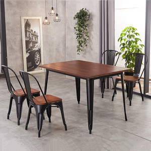 Sedia e tavolo da pranzo d'annata impilabili industriali del metallo delle sedie antiche del ristorante del caffè della mobilia all'aperto della fabbrica - Product Image 6
