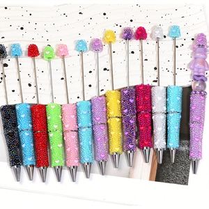 23 Stylos à bille en plastique entièrement ornés de perles, avec perles brillantes collées à la main, DIY créatif, en résine colorée et strass, cadeau de bureau - Product Image 3