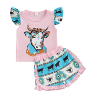 Ensemble de tenue Western pour fille, haut à manches bouffantes et short pour tout-petits, vêtements d'été décontractés de style cowgirl