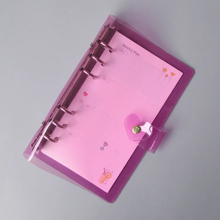 Цветная папка для файлов из ПВХ популярная пурпурная Зеленая прозрачная папка А5 с 6 кольцами