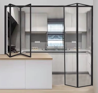 Puertas y Ventanas Plegables Minimalistas de Aleación de Aluminio y Vidrio Templado para Cocina, Bar, Entrada, Sala de Estar y Patio