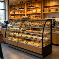 Vitrine de boulangerie en verre courbé sur mesure, en bois, conçue par des experts, directement de l'usine, pour café et pâtisserie - MOQ 1 pièce