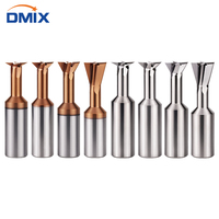 DMIX Vollhartmetall-Schwalbenschwanzfräser 30456075 Doppelklingen-TiN-beschichteter Schaftfräser für Stahl und Aluminium CNC-Nutenfräsen