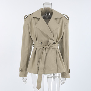 <span class=keywords><strong>Manteau</strong></span> trench décontracté <span class=keywords><strong>mi</strong></span>-<span class=keywords><strong>long</strong></span> kaki à col cranté et ceinture nouée, nouvelle collection automne 2025 pour <span class=keywords><strong>femme</strong></span> - Product Image 6