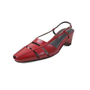 Sandales en cuir de vachette respirantes à découpes 2026 pour femme, bout carré, talon bloc moyen, bride arrière, chaussures romaines en cuir véritable - Product Image 6