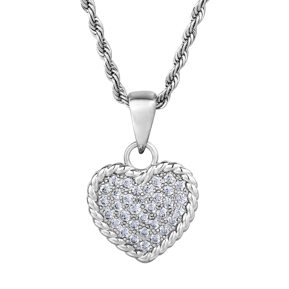 rope chain+silver heart