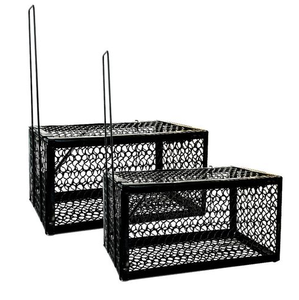 Humane Live Catch Rat Trap Cage, PVC Coated Single <b>Door</b> Metal Mouse Trap with Built-in Bait Tray - Product Image 1