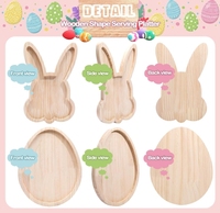 Plateau de service en bois en forme de lapin de Pâques - Planche à charcuterie en forme de lapin et d'œuf pour les fêtes et la décoration de table de vacances
