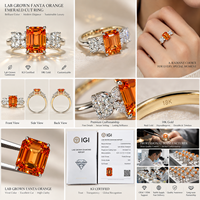 Bague de luxe pour femme en or 18 carats avec émeraude orange de laboratoire taille Fanta, certifiée IGI, pour mariage et soirée, bijoux fins, vente en gros OEM ODM